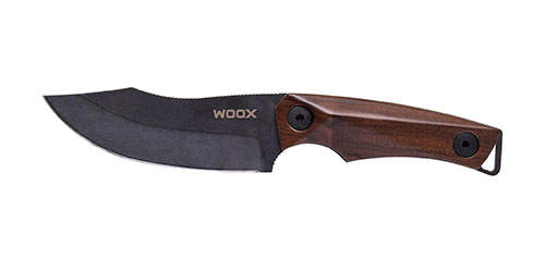 Der WOOX Bad Boy Hunter bietet eine vielseitige Drop-Point-Klinge aus D2-Stahl, ergonomischen Walnussholzgriff und eine praktische Lederscheide für sicheren Transport.